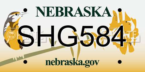 SHG584 Nebraska License Plate