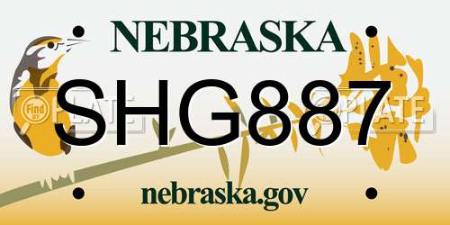 SHG887 Nebraska License Plate