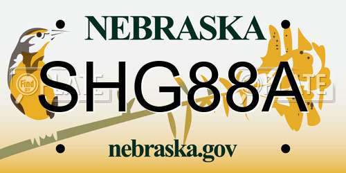 SHG88A Nebraska License Plate