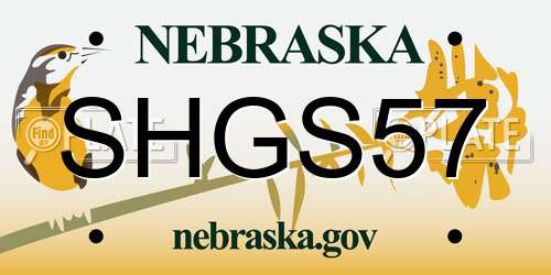 SHGS57 Nebraska License Plate