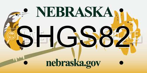 SHGS82 Nebraska License Plate
