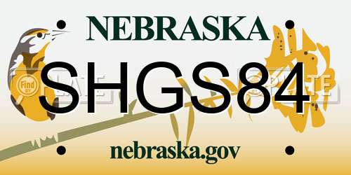 SHGS84 Nebraska License Plate