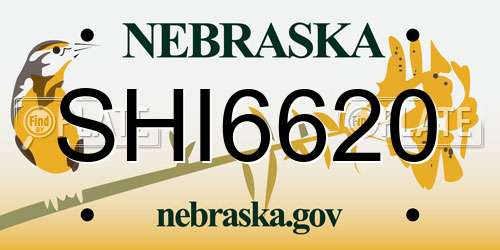 SHI6620 Nebraska License Plate