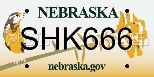 SHK666 Nebraska License Plate