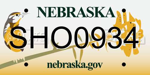 SHO0934 Nebraska License Plate
