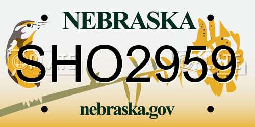 SHO2959 Nebraska License Plate