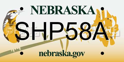 SHP58A Nebraska License Plate