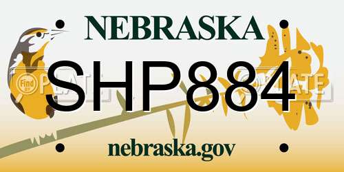 SHP884 Nebraska License Plate