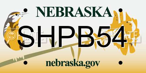 SHPB54 Nebraska License Plate