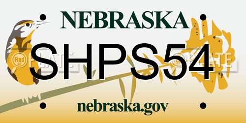 SHPS54 Nebraska License Plate