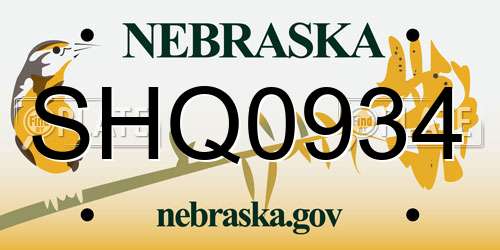 SHQ0934 Nebraska License Plate
