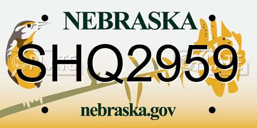 SHQ2959 Nebraska License Plate