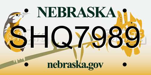 SHQ7989 Nebraska License Plate