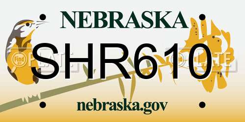SHR610 Nebraska License Plate