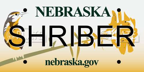 SHRIBER Nebraska License Plate