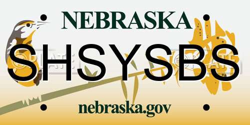SHSYSBS Nebraska License Plate