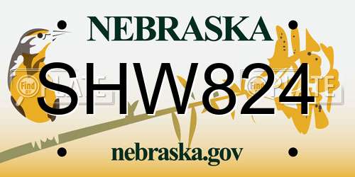 SHW824 Nebraska License Plate