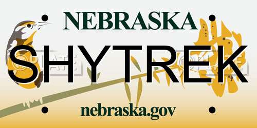 SHYTREK Nebraska License Plate