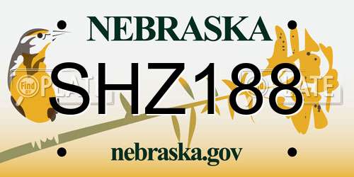 SHZ188 Nebraska License Plate