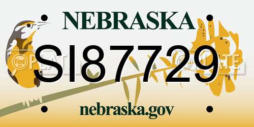 SI87729 Nebraska License Plate