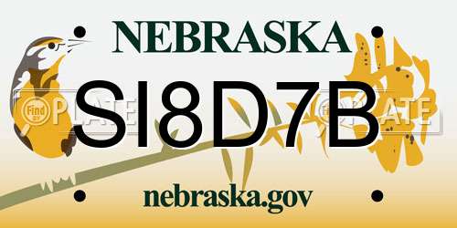 SI8D7B Nebraska License Plate