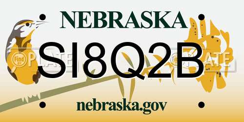 SI8Q2B Nebraska License Plate