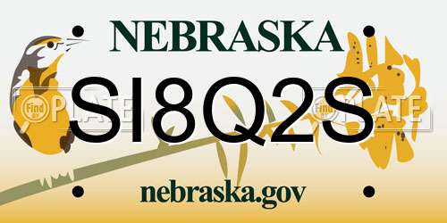 SI8Q2S Nebraska License Plate