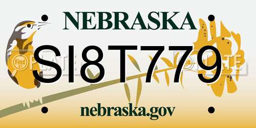 SI8T779 Nebraska License Plate