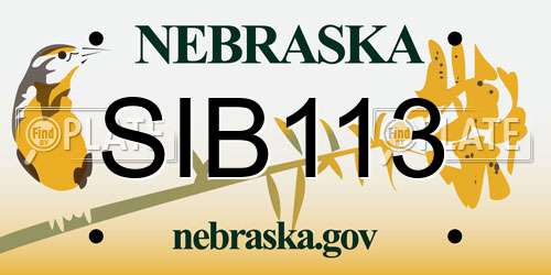 SIB113 Nebraska License Plate