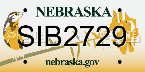 SIB2729 Nebraska License Plate