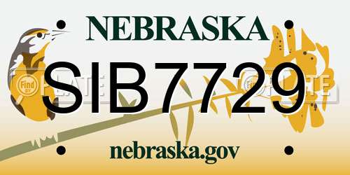 SIB7729 Nebraska License Plate