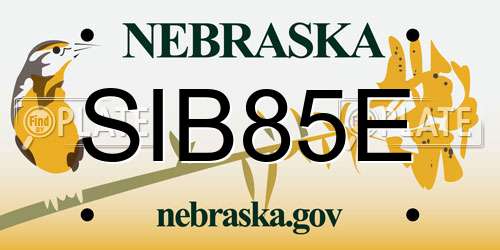 SIB85E Nebraska License Plate