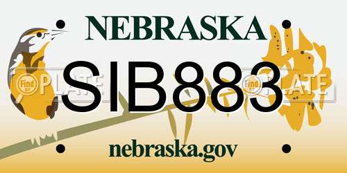 SIB883 Nebraska License Plate