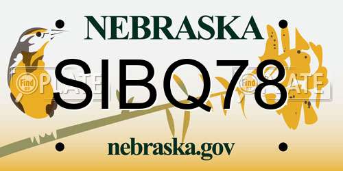 SIBQ78 Nebraska License Plate