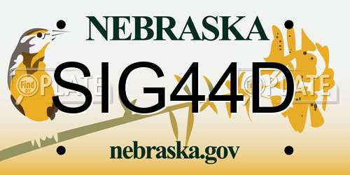 SIG44D Nebraska License Plate