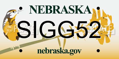 SIGG52 Nebraska License Plate