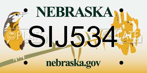 SIJ534 Nebraska License Plate