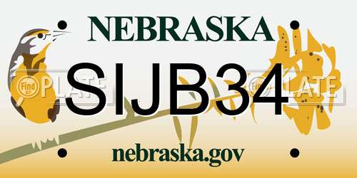 SIJB34 Nebraska License Plate