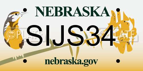 SIJS34 Nebraska License Plate