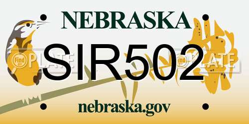 SIR502 Nebraska License Plate