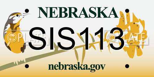 SIS113 Nebraska License Plate