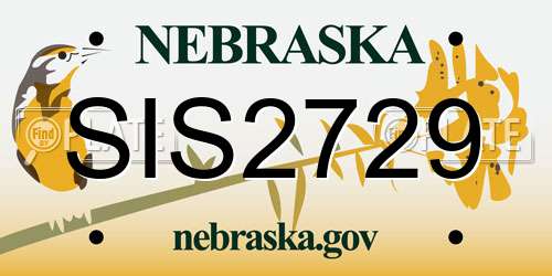 SIS2729 Nebraska License Plate
