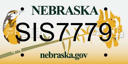 SIS7779 Nebraska License Plate
