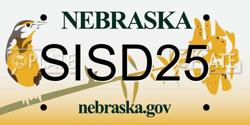 SISD25 Nebraska License Plate