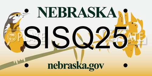 SISQ25 Nebraska License Plate