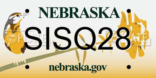 SISQ28 Nebraska License Plate