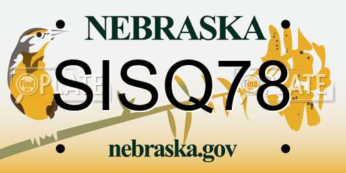 SISQ78 Nebraska License Plate