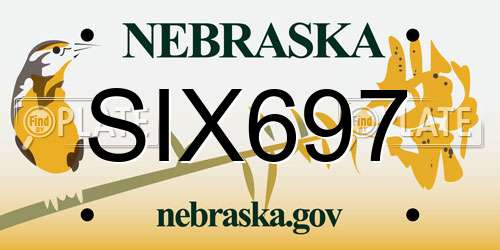 SIX697 Nebraska License Plate