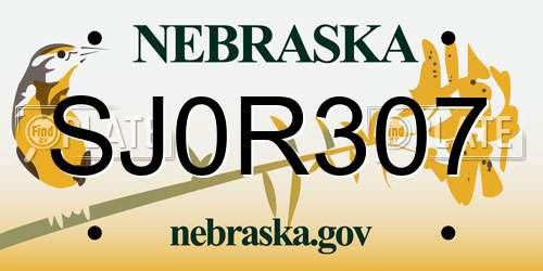 SJ0R307 Nebraska License Plate