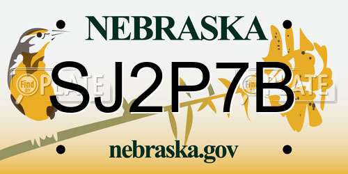 SJ2P7B Nebraska License Plate